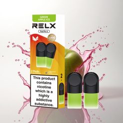 Relx Pod Pro 2 Vape Device Yeşil Elma Buzu 18mg/ml Nikotin, 1.9ml Kapasite, 3 Voltaj Modu
